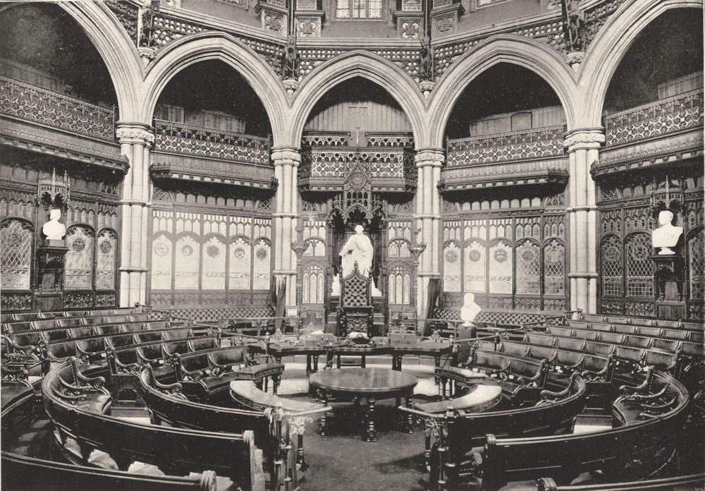 LONDON. The Guildhall- The Council Chamber 1896 old antique print picture